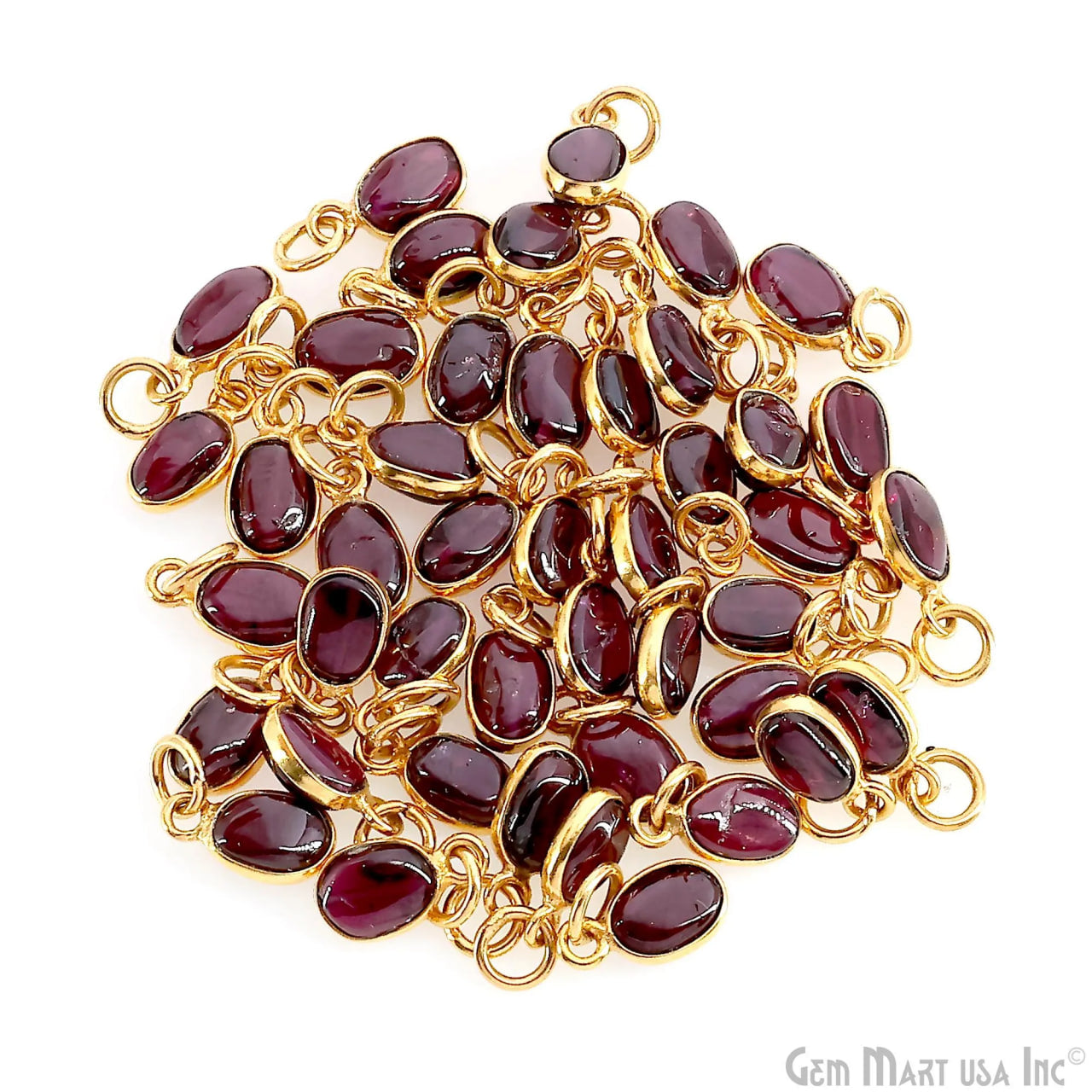 Garnet Oval 11x6mm Gold Plated Single Bail Bezel Gemstone Connector