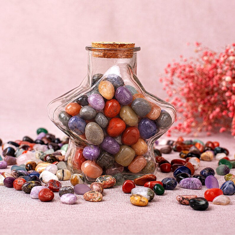 7pc Lot Tumble Stone, Multi Color Beautiful Seven Stone Set, Reiki stones, Healing crystal, Chakra Healing , 23x20mm