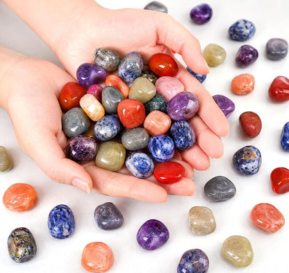 7pc Lot Tumble Stone, Multi Color Beautiful Seven Stone Set, Reiki stones, Healing crystal, Chakra Healing , 23x20mm