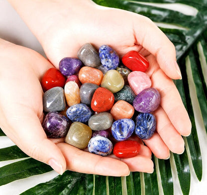7pc Lot Tumble Stone, Multi Color Beautiful Seven Stone Set, Reiki stones, Healing crystal, Chakra Healing , 23x20mm
