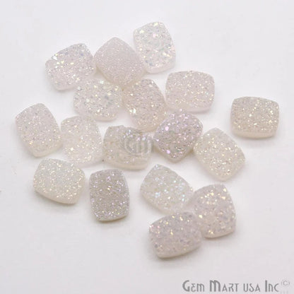 Titanium White Druzy 9x11mm Octagon Shape Loose Cabochon