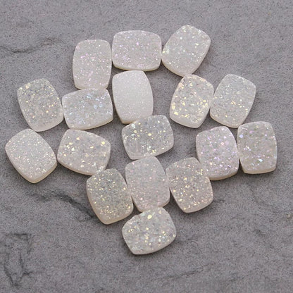 Titanium White Druzy 9x11mm Octagon Shape Loose Cabochon