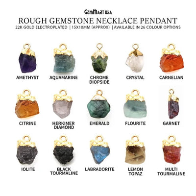 Rough Gemstone Gold Electroplated Single Bail Connector Charm...