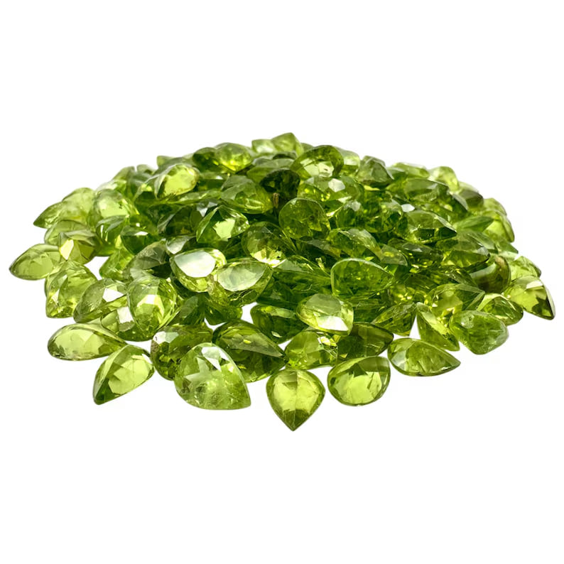Peridot Pears Gemstone, 6x8mm, 5+ Carat, 100% Natural Faceted Loose Gems, August Birthstone