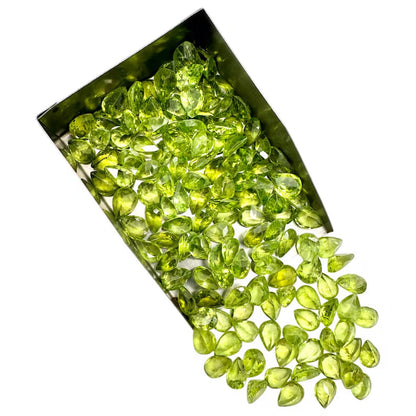 Peridot Pears Gemstone, 6x8mm, 5+ Carat, 100% Natural Faceted Loose Gems, August Birthstone