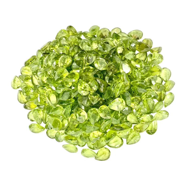 Peridot Pears Gemstone, 6x8mm, 5+ Carat, 100% Natural Faceted Loose Gems, August Birthstone