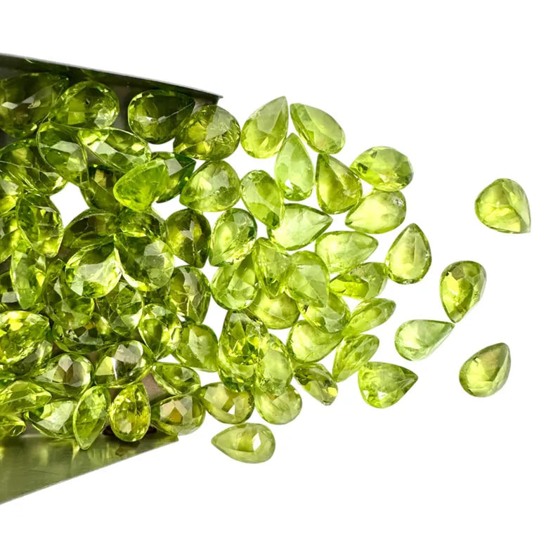 Peridot Pears Gemstone, 6x8mm, 5+ Carat, 100% Natural Faceted Loose Gems, August Birthstone