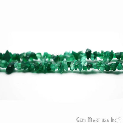 Green Onyx Chip Beads, 34 Inch, Natural Chip Strands, Drilled Strung Nugget Beads, 3-7mm, Polished, GemmartUSA (CHGO-70001)