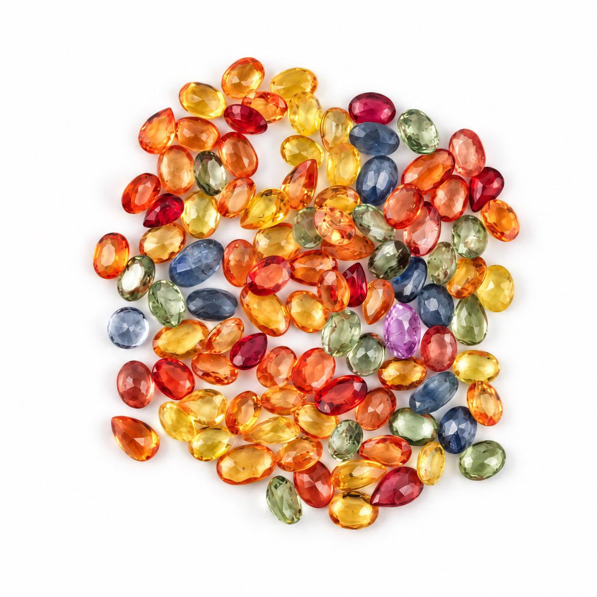 Multi Sapphire Wholesale Gemstones, 100% Natural Precious Gems, Multi Color Faceted Loose Gems, 5x3mm, Oval and Pear, 5+ Carats