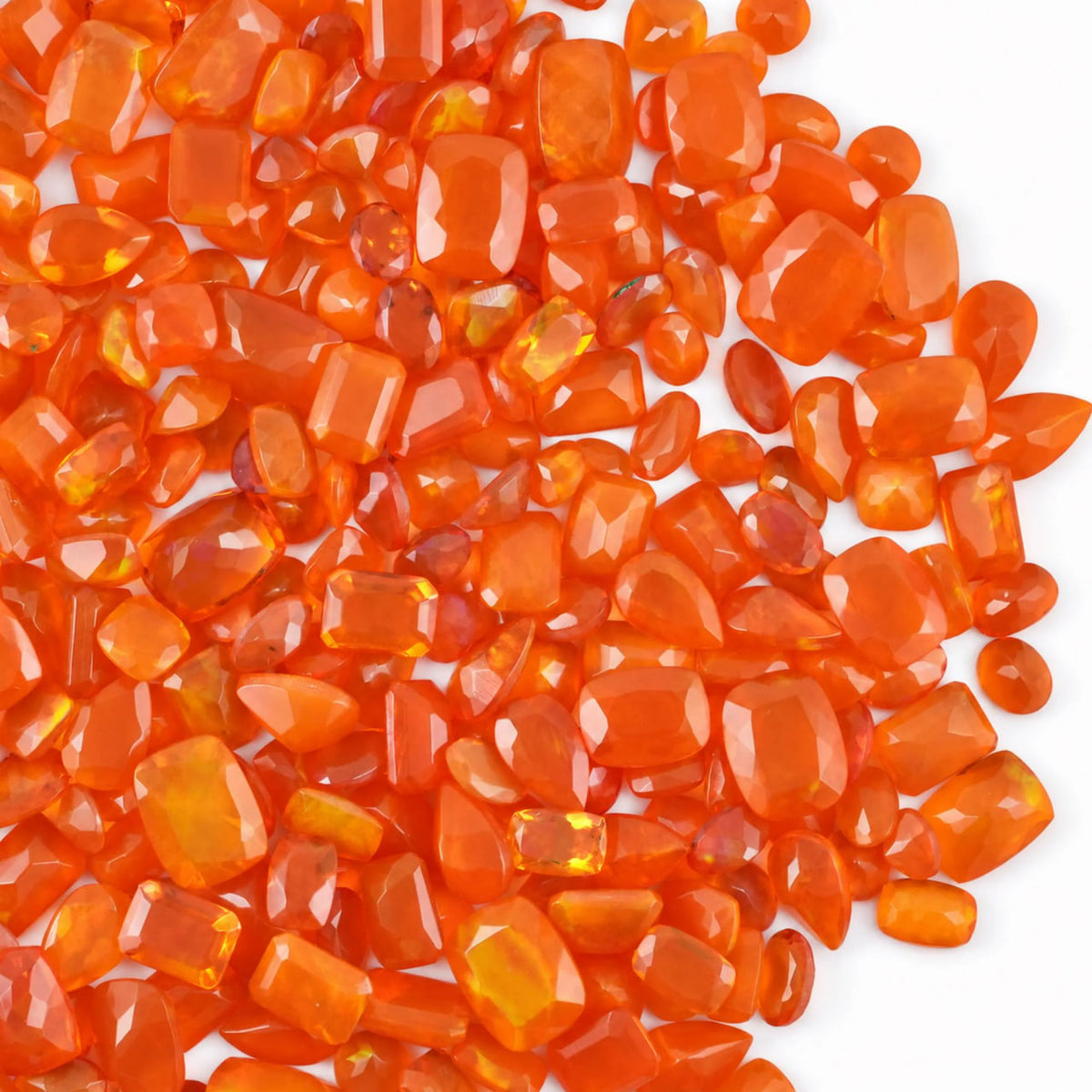 Orange Fire Opal Loose Cut Gemstone Mix, 100% Natural Precious Gems, Faceted Loose Gems, 4-8mm, 5+ Carats