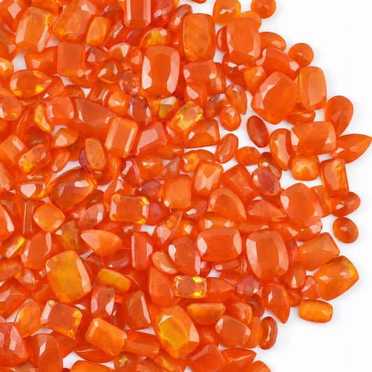 Orange Fire Opal Loose Gemstone, 100% Natural Precious Gems, Faceted Mix Loose Gems, 4-8mm, 5+ Carats