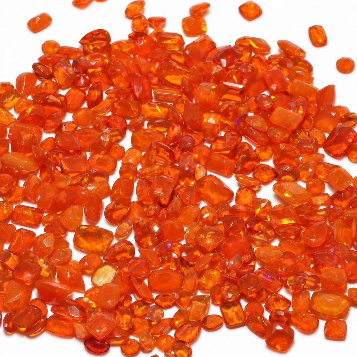 Orange Fire Opal Loose Cut Gemstone Mix, 100% Natural Precious Gems, Faceted Loose Gems, 4-8mm, 5+ Carats