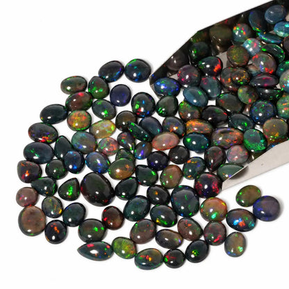 Black Opal Cabochon Loose Gemstone ,Multicolor Play of Color ,Oval, Round and Pear ,10-20mm , Ring & Pendant Stones