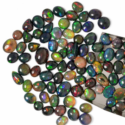 Black Opal Cabochon Loose Gemstone ,Multicolor Play of Color ,Oval, Round and Pear ,10-20mm , Ring & Pendant Stones