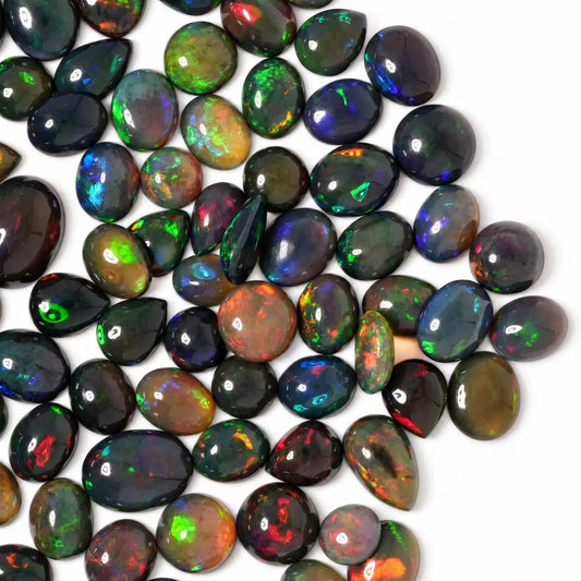 Black Opal Cabochon Loose Gemstone, Multicolor Fire Loose Cabochon, Mix Shape, 10-20mm, Ring & Pendant Cab Stones