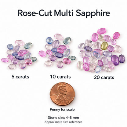 Multi Sapphire Rose Cut Gemstone, 100% Natural Precious Gems, Multi Color Faceted Loose Gems, 5-8mm, 5+ Carats