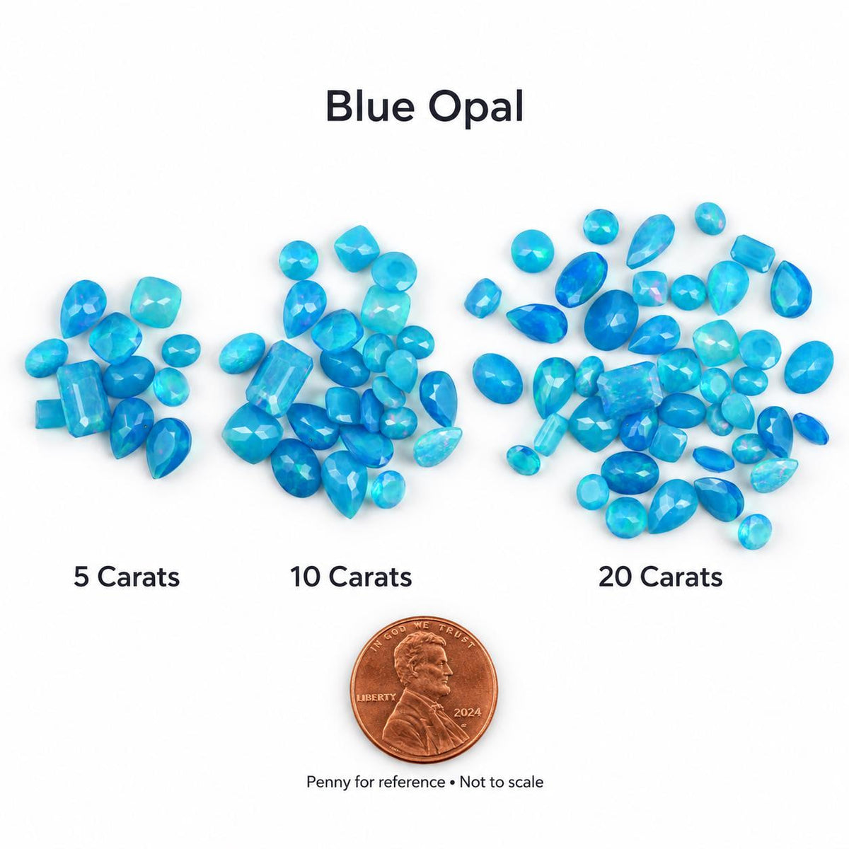 Blue Opal Loose Gemstone, 100% Natural Precious Gems, Mix Shape Faceted Loose Gems, 4-8mm, 5+ Carats