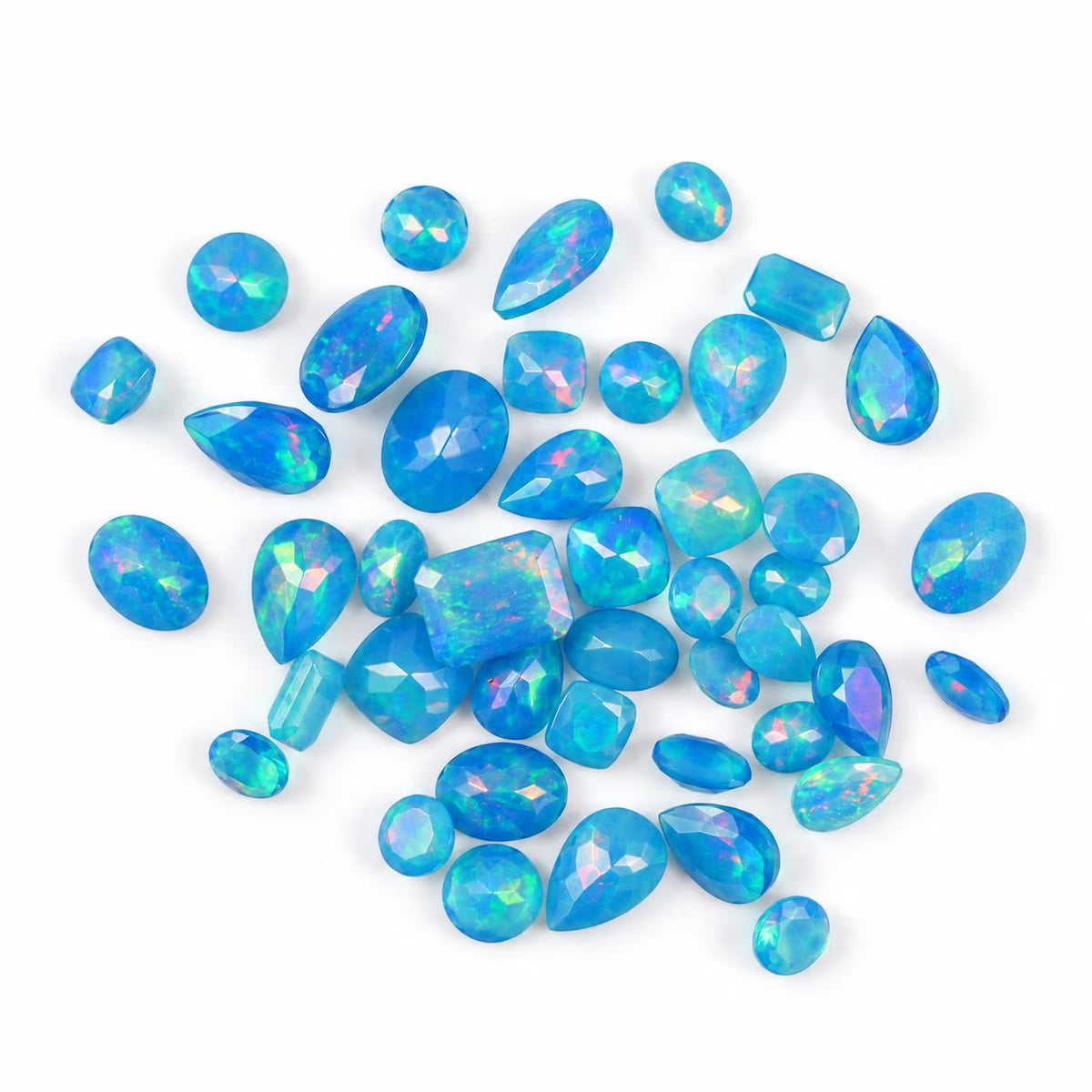 Blue Opal Loose Gemstone, 100% Natural Precious Gems, Mix Shape Faceted Loose Gems, 4-8mm, 5+ Carats