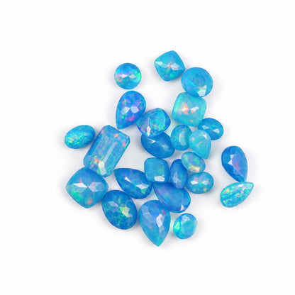 Blue Opal Loose Gemstone, 100% Natural Precious Gems, Mix Shape Faceted Loose Gems, 4-8mm, 5+ Carats