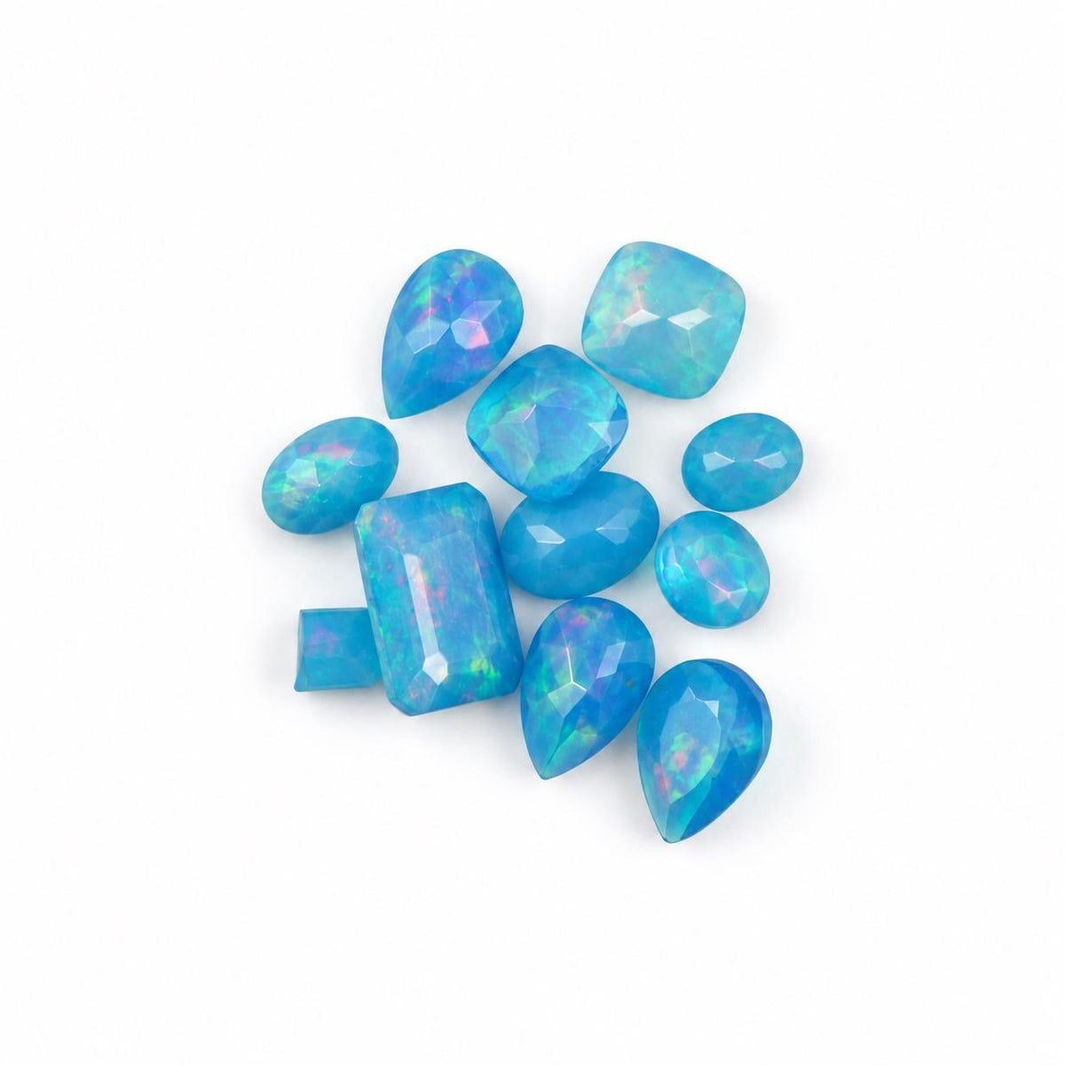 Blue Opal Loose Gemstone, 100% Natural Precious Gems, Mix Shape Faceted Loose Gems, 4-8mm, 5+ Carats
