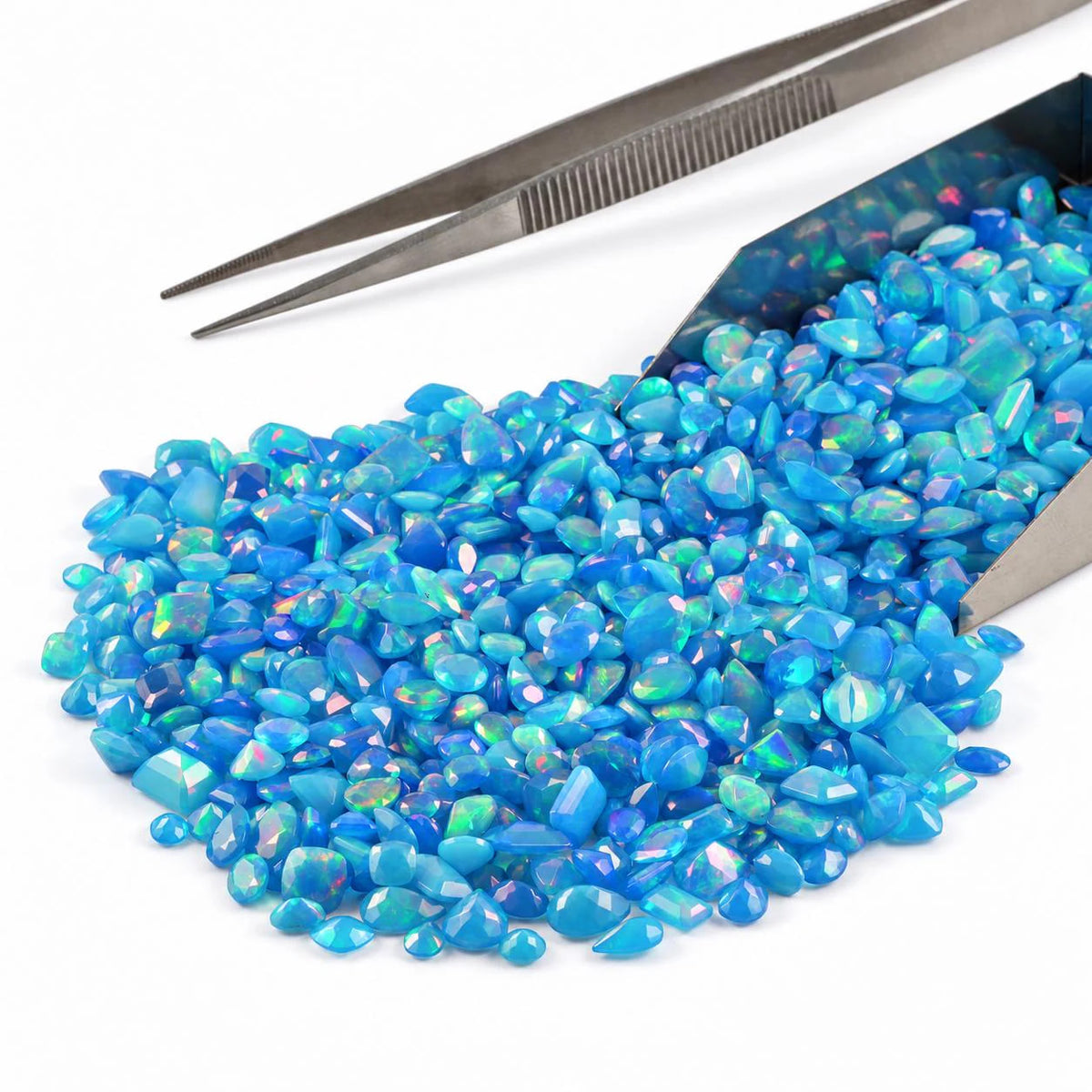 Blue Opal Loose Gemstone, 100% Natural Precious Gems, Mix Shape Faceted Loose Gems, 4-8mm, 5+ Carats