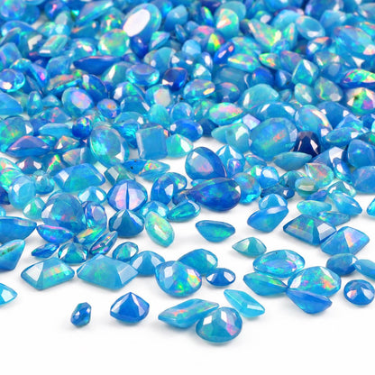 Blue Opal Loose Gemstone, 100% Natural Precious Gems, Mix Shape Faceted Loose Gems, 4-8mm, 5+ Carats