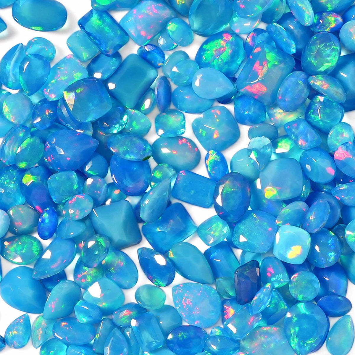 Blue Opal Loose Gemstone, 100% Natural Precious Gems, Mix Shape Faceted Loose Gems, 4-8mm, 5+ Carats
