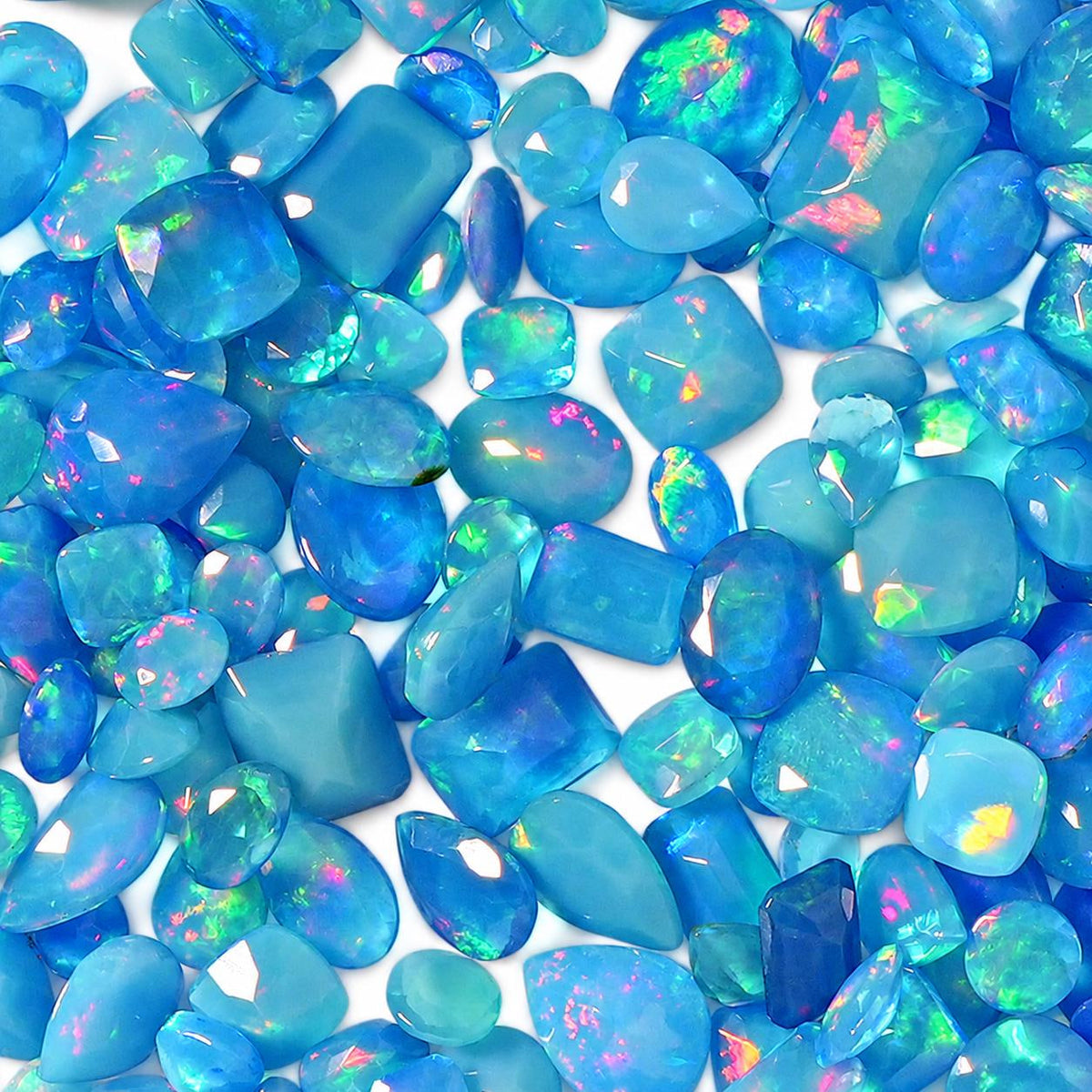 Blue Opal Loose Gemstone, 100% Natural Precious Gems, Mix Shape Faceted Loose Gems, 4-8mm, 5+ Carats