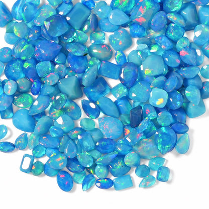 Blue Opal Loose Gemstone, 100% Natural Precious Gems, Mix Shape Faceted Loose Gems, 4-8mm, 5+ Carats