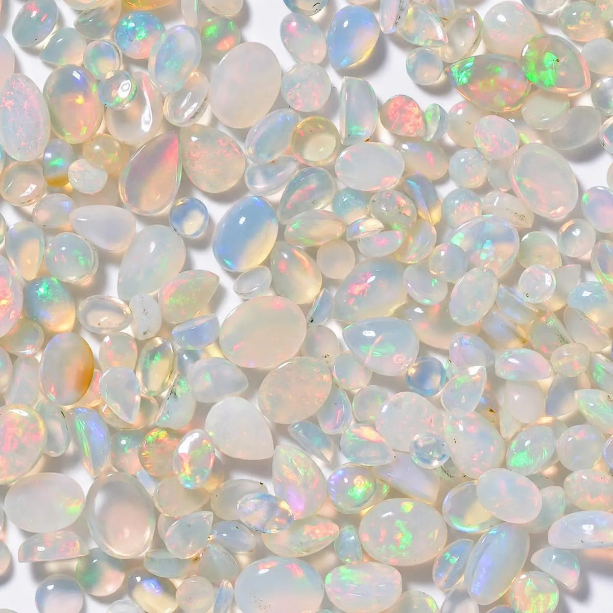 White Opal Cabochon Gemstone Mix, 100% Natural Precious Gems, Mix Shape Faceted Loose Gems, 4-8mm, 5+ Carats