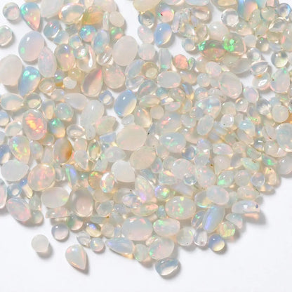 White Opal Cabochon Gemstone Mix, 100% Natural Precious Gems, Mix Shape Faceted Loose Gems, 4-8mm, 5+ Carats