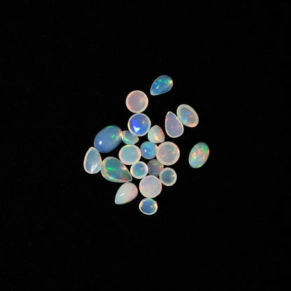 White Opal Cabochon Gemstone Mix, 100% Natural Precious Gems, Mix Shape Faceted Loose Gems, 4-8mm, 5+ Carats