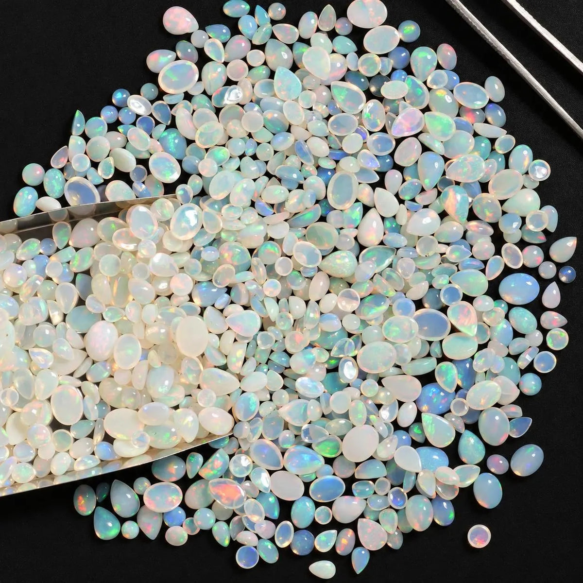 White Opal Cabochon Gemstone Mix, 100% Natural Precious Gems, Mix Shape Faceted Loose Gems, 4-8mm, 5+ Carats