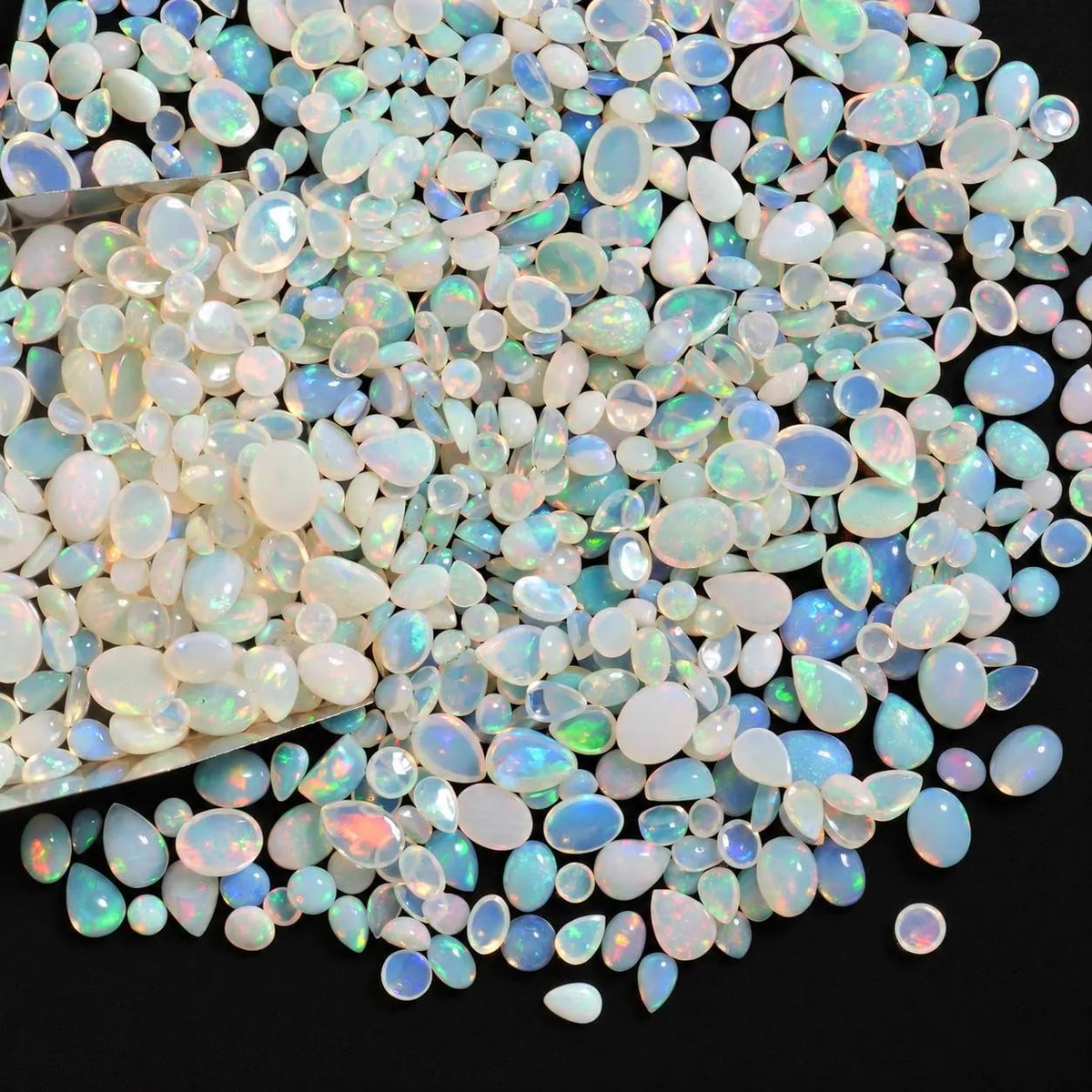 White Opal Cabochon Gemstone Mix, 100% Natural Precious Gems, Mix Shape Faceted Loose Gems, 4-8mm, 5+ Carats