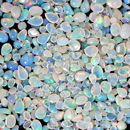 White Opal Cabochon Gemstone Mix, 100% Natural Precious Gems, Mix Shape Faceted Loose Gems, 4-8mm, 5+ Carats