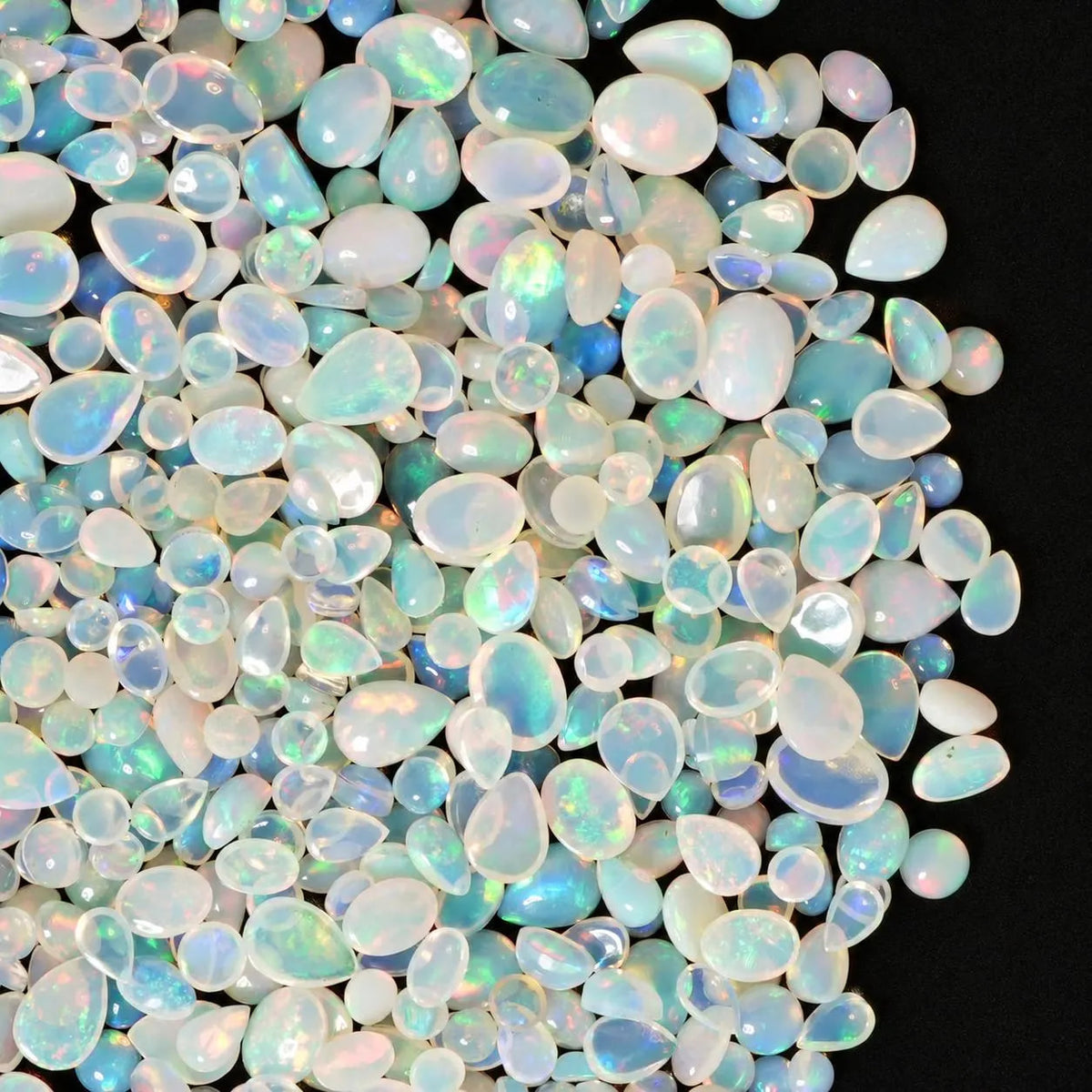 White Opal Cabochon Gemstone Mix, 100% Natural Precious Gems, Mix Shape Faceted Loose Gems, 4-8mm, 5+ Carats