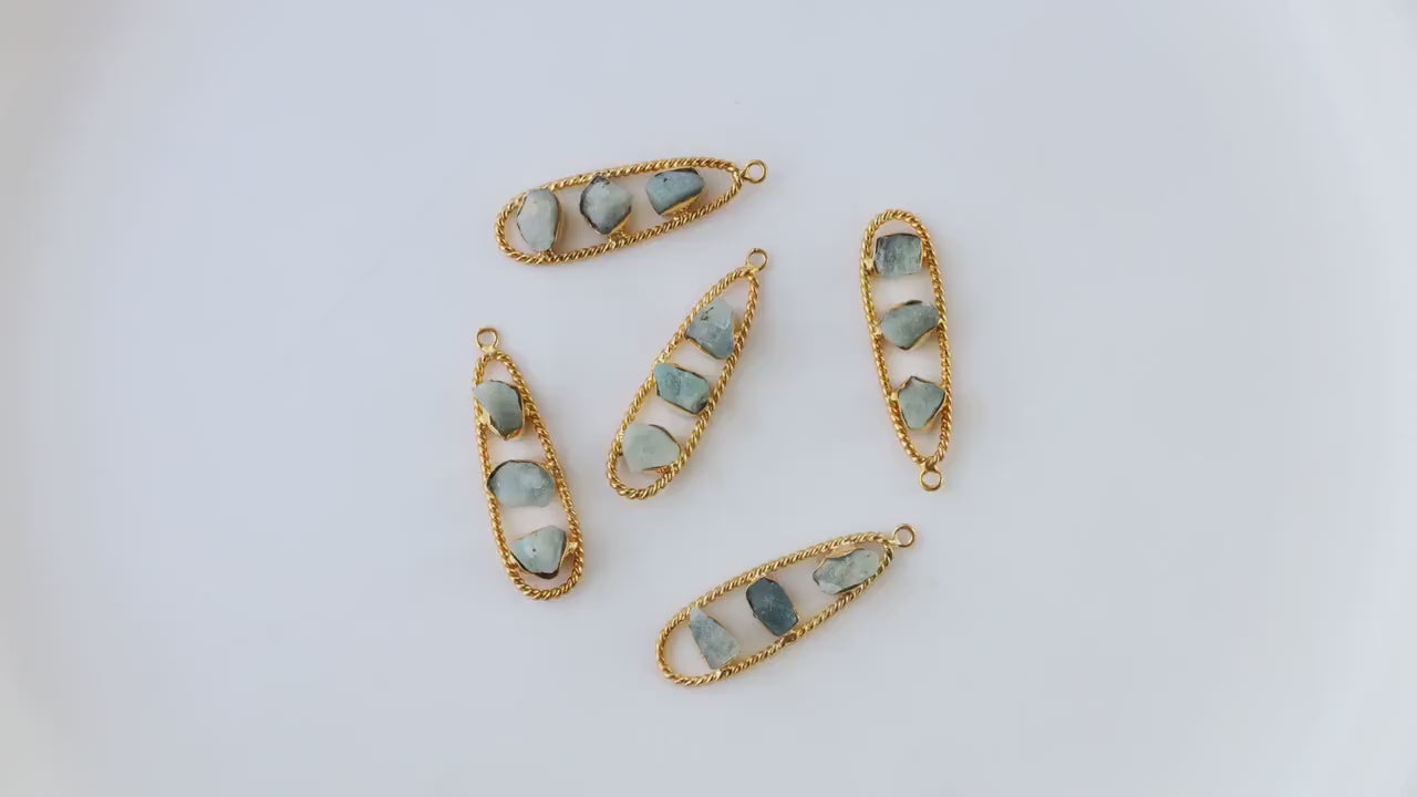 Raw Aquamarine Gold-Plated Earring Supply, available for white label jewelry.