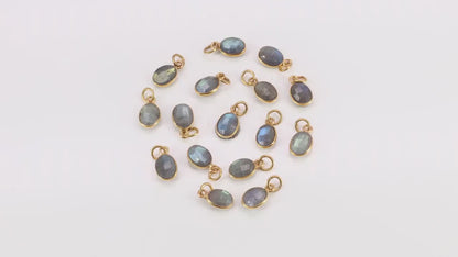 Labradorite Oval 12x7mm Gold Plated Single Bail Bezel Gemstone Connector