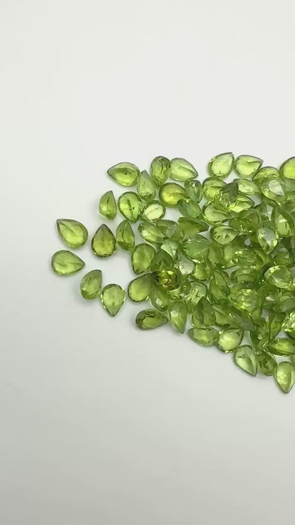 Peridot Pears Gemstone, 6x8mm, 5+ Carat, 100% Natural Faceted Loose Gems, August Birthstone