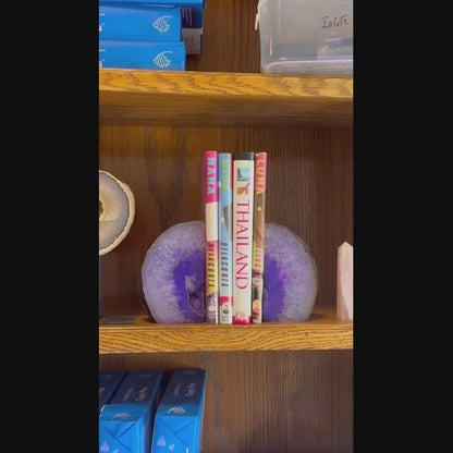 Geode Bookend, Natural Agate Bookend Pair, Unique Crystal Bookend Set, Home Decor, Free Shipping