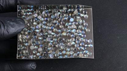 Labradorite Wholesale Gemstones, 100% Natural Semi-Precious Gems, Grey Cabochons Loose Gems, 4mm, Round, 5 Carats