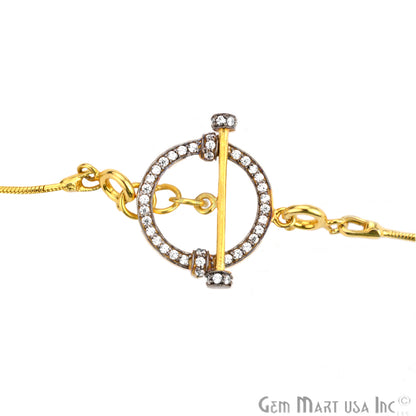 Cubic Zircon Pave 'Fancy Lock' Gold Vermeil Charm For Bracelet & Pendants - GemMartUSA