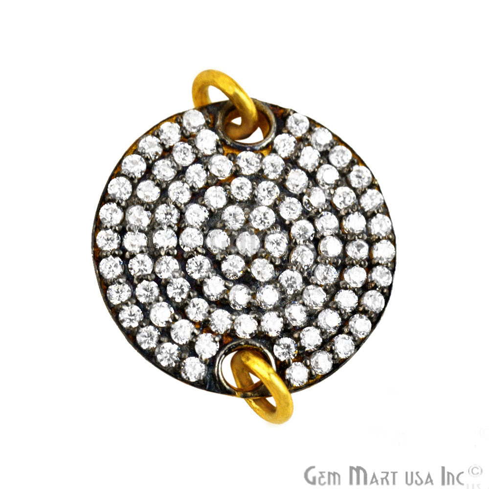 Dish' Charm Cubic Zircon Pave Gold Vermeil Charm For Bracelet & Pendants - GemmartUSA