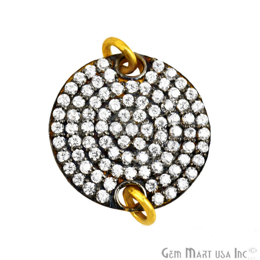 Dish' Charm Cubic Zircon Pave Gold Vermeil Charm For Bracelet & Pendants - GemmartUSA