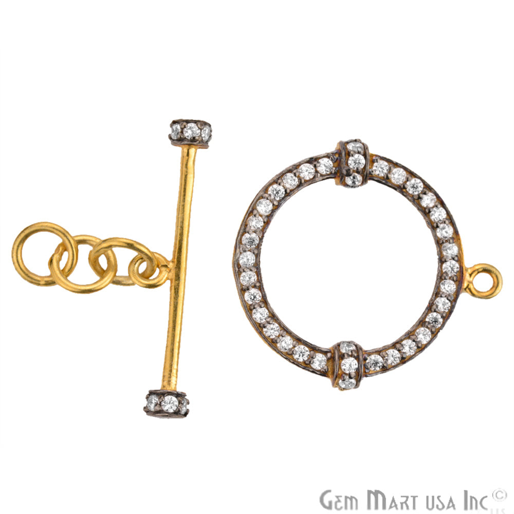 Cubic Zircon Pave 'Fancy Lock' Gold Vermeil Charm For Bracelet & Pendants - GemMartUSA