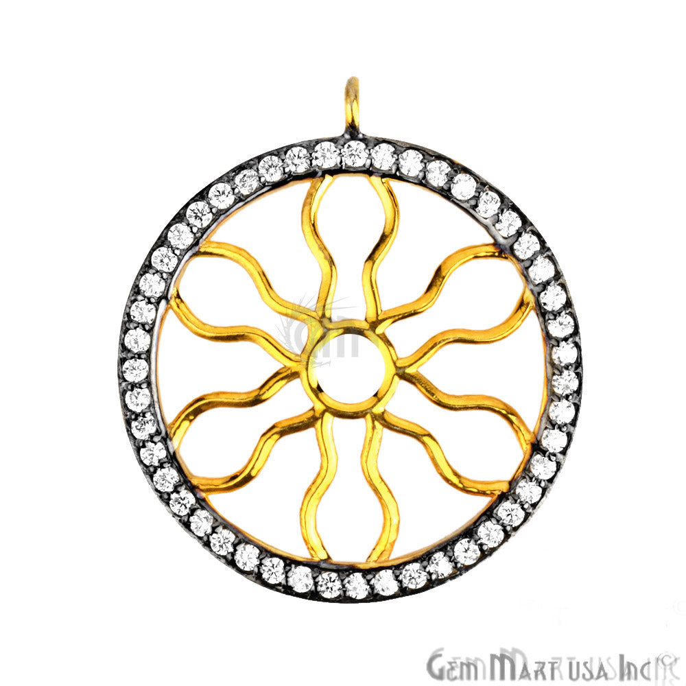 Cubic Zircon Pave Charm Gold Vermeil Charm For Bracelet & Pendants - GemmartUSA
