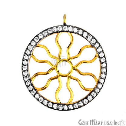 Cubic Zircon Pave Charm Gold Vermeil Charm For Bracelet & Pendants - GemmartUSA