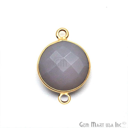 Round 12mm Double Bail Gold Bezel Gemstone Connector