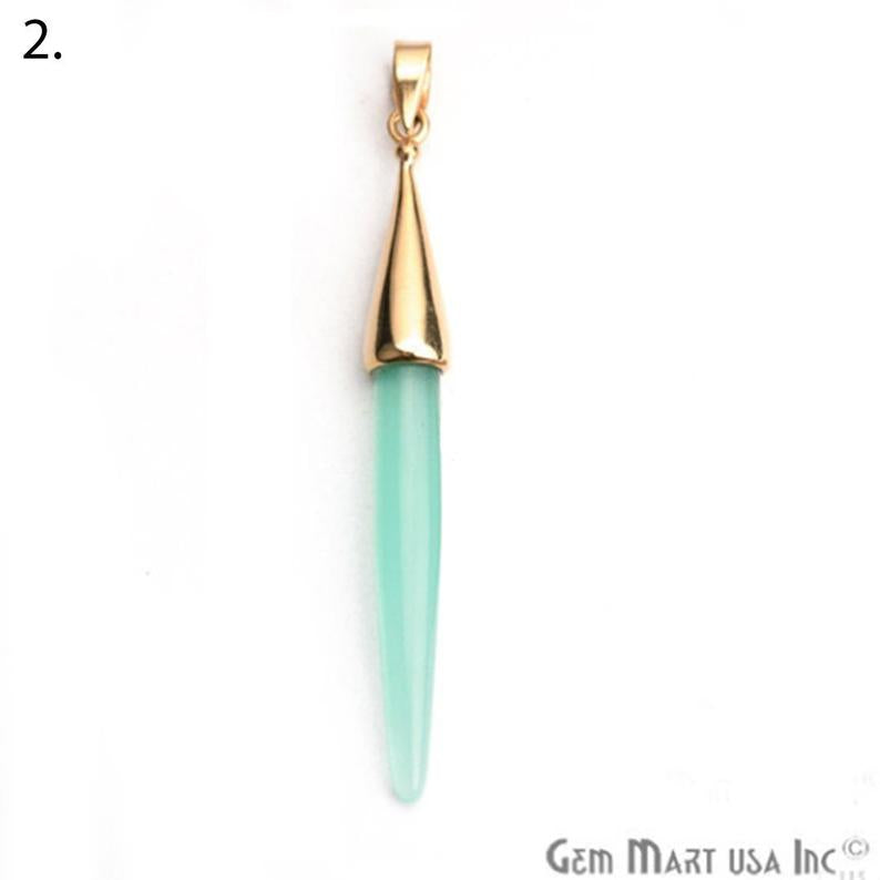 Gold Plated Cap Gemstone Spike Charm Pendant