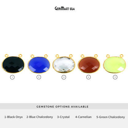 Oval 15x20mm Cat Bail Gold Bezel Gemstone Connector (Pick Stone & Lot Size)